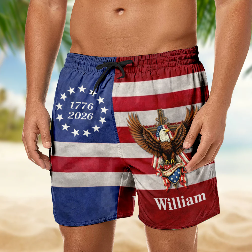 Personalized 250 Years of Freedom 1776-2026 Beach Short HO82 901984 - Image 4