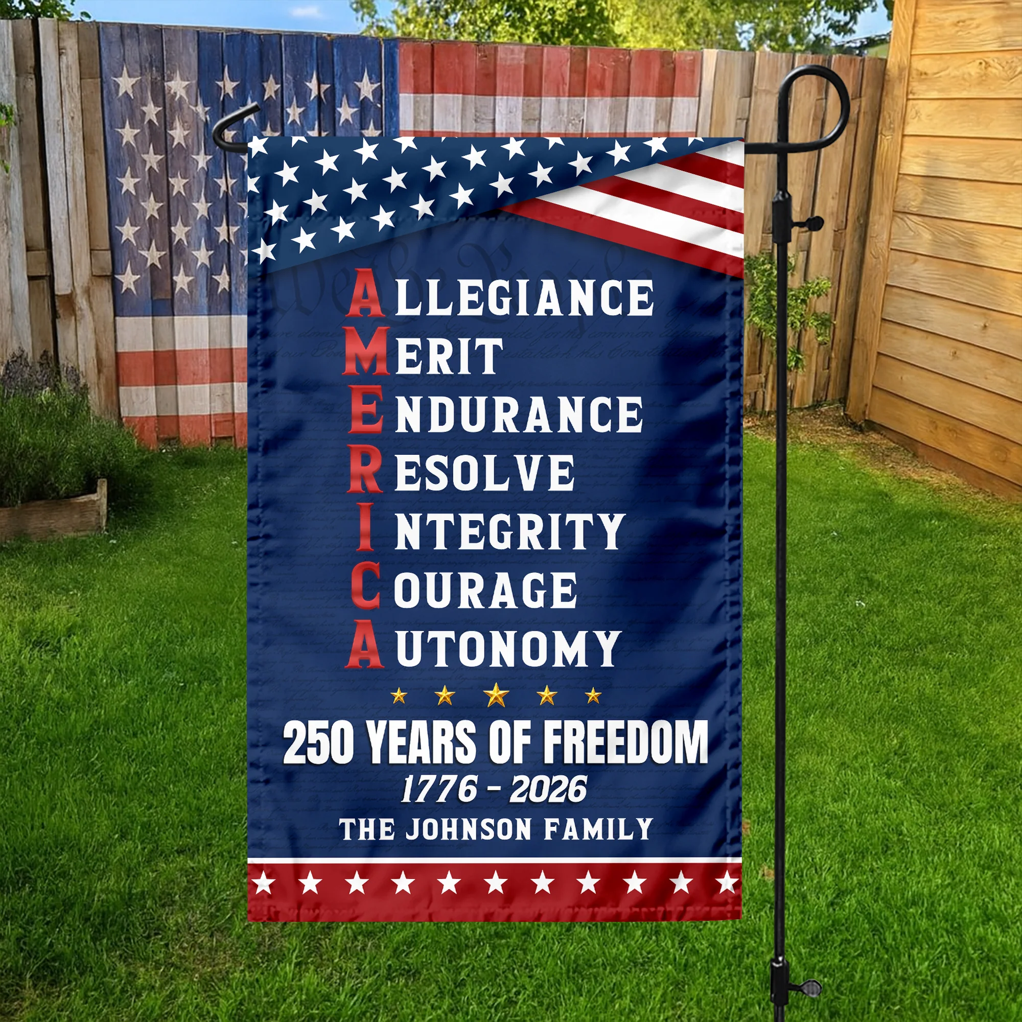 Personalized 250 Years of Freedom American Allegiance Merit Endurance US Garden Flag HO82 902120 - Image 3