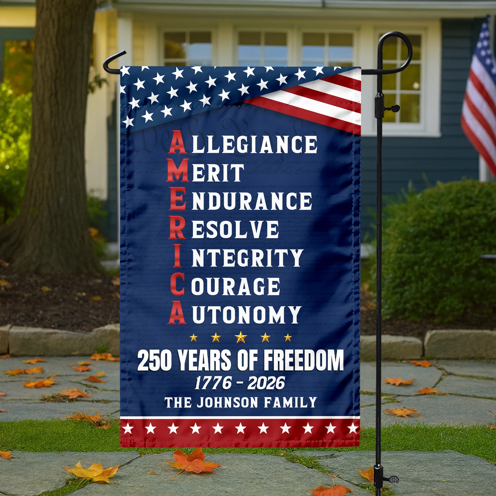 Personalized 250 Years of Freedom American Allegiance Merit Endurance US Garden Flag HO82 902120 - Image 4