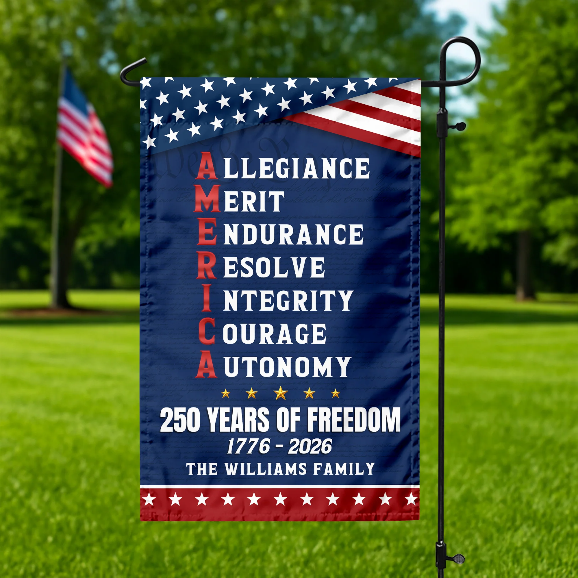 Personalized 250 Years of Freedom American Allegiance Merit Endurance US Garden Flag HO82 902120 - Image 9