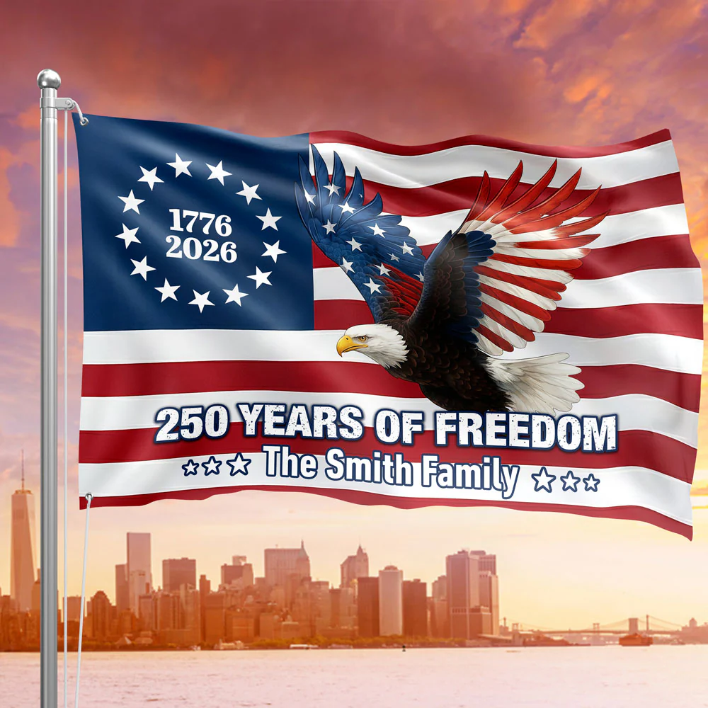 Personalized 250 Years of Freedom Flag | 1776–2026 Eagle Betsy Ross Grommet Banner House Flag HO82 900938 - Image 4
