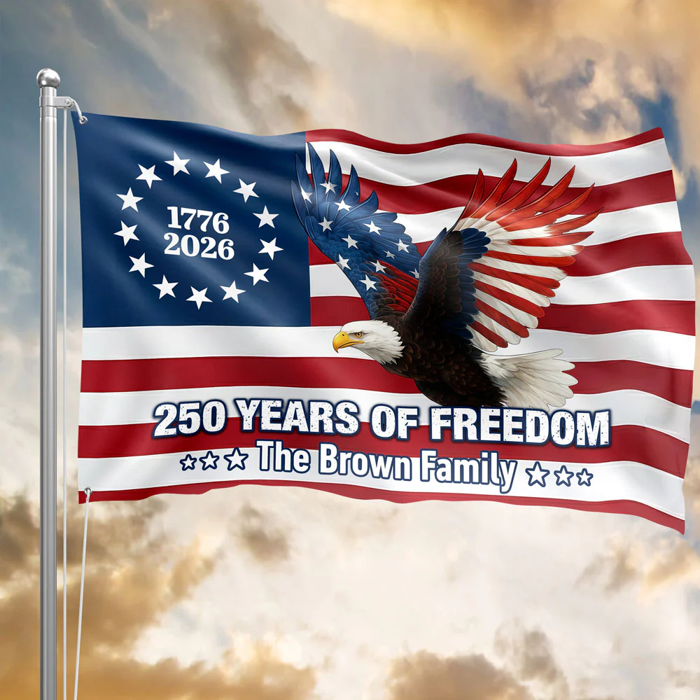 Personalized 250 Years of Freedom Flag | 1776–2026 Eagle Betsy Ross Grommet Banner House Flag HO82 900938 - Image 5