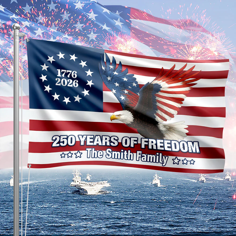 Personalized 250 Years of Freedom Flag | 1776–2026 Eagle Betsy Ross Grommet Banner House Flag HO82 900938 - Image 7