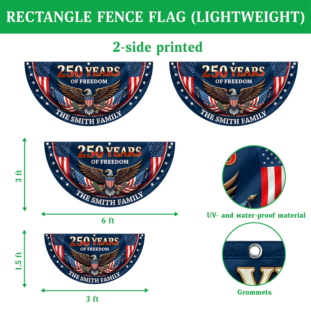 Personalized 250 Years Of Freedom Non-Pleated Fan Flag USA 1776-2026 Patriotic Flag, Fourth Of July Outdoor Decor LM32 669291 - Image 7