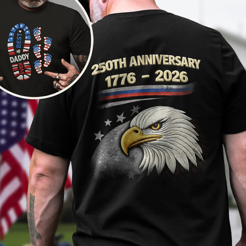 Personalized 250th Anniversary Dad 1776-2026 Back & Front Dark Shirt CH07 911004 - Image 2