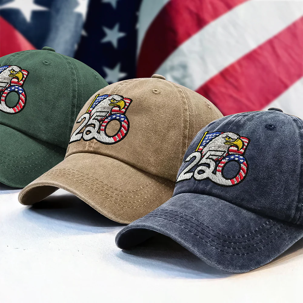 Personalized 250th Anniversary Washed Cap with Embroidered American Flag HO82 901162 - Image 3