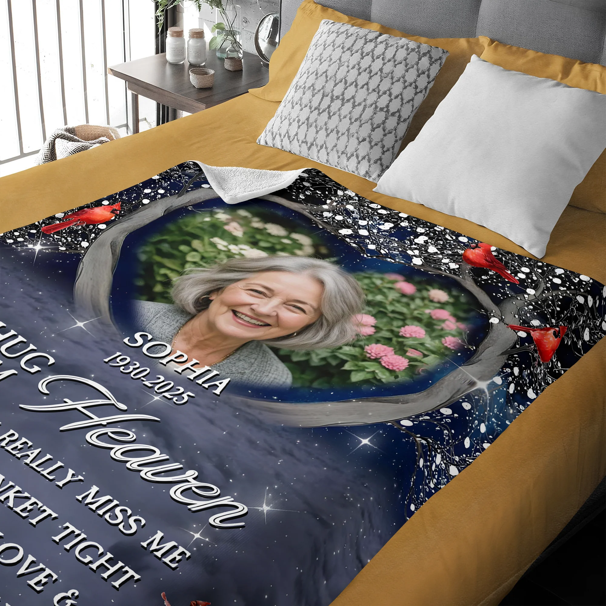 Personalized A Hug From Heaven Custom Photo Memorial  Blanket CH07 896454 - Image 3