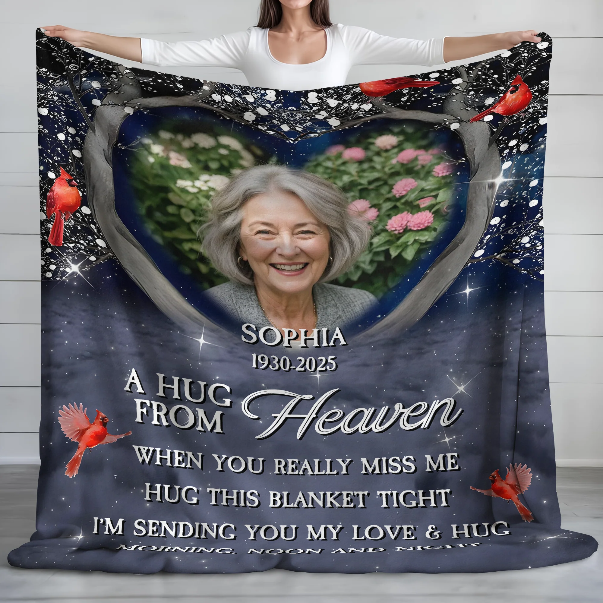 Personalized A Hug From Heaven Custom Photo Memorial  Blanket CH07 896454 - Image 5