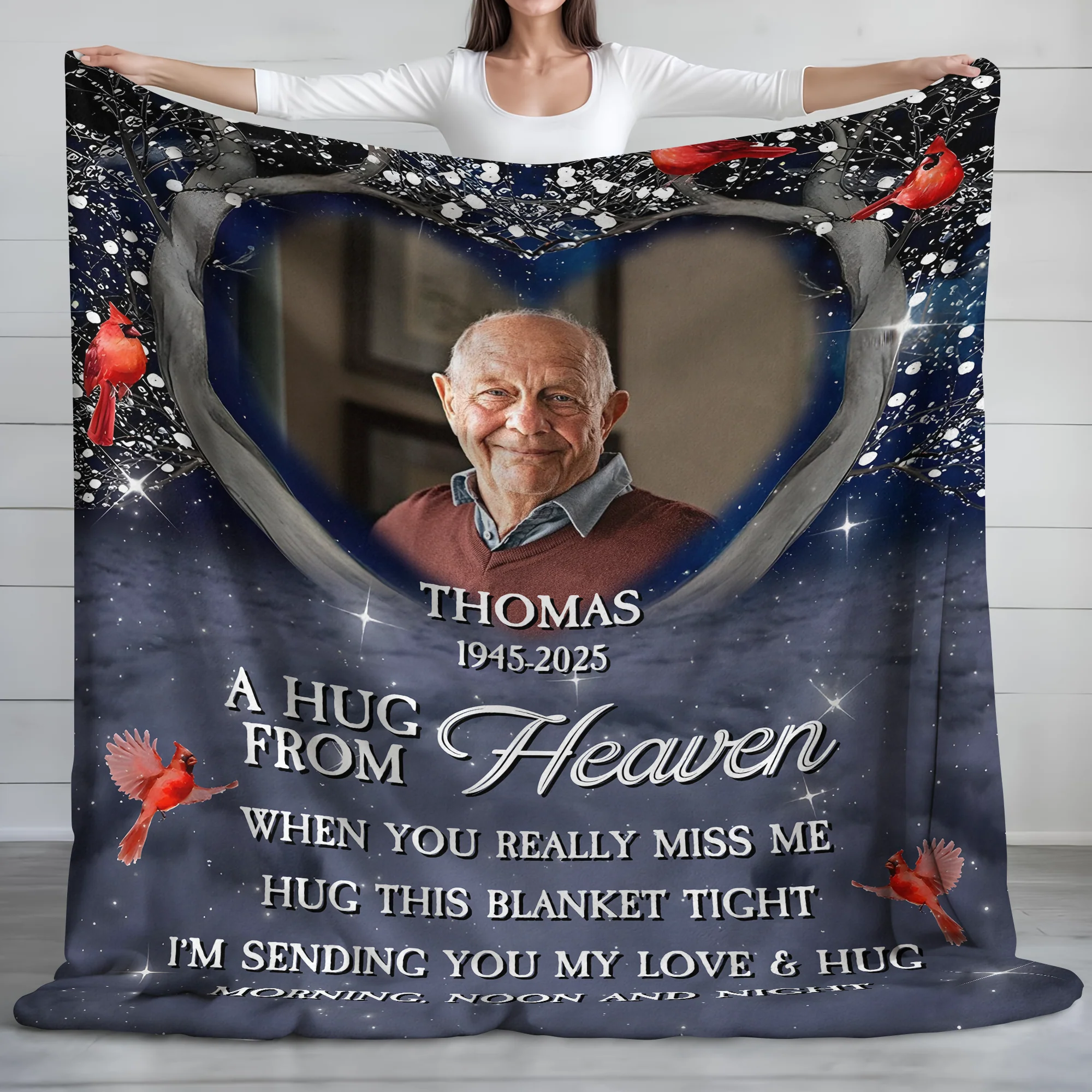 Personalized A Hug From Heaven Custom Photo Memorial  Blanket CH07 896454 - Image 9