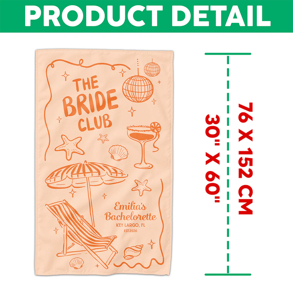 Personalized Bachelorette Beach Towel – Bridesmaids & Girls Trip Custom Towel Gift CH07 911010 - Image 7