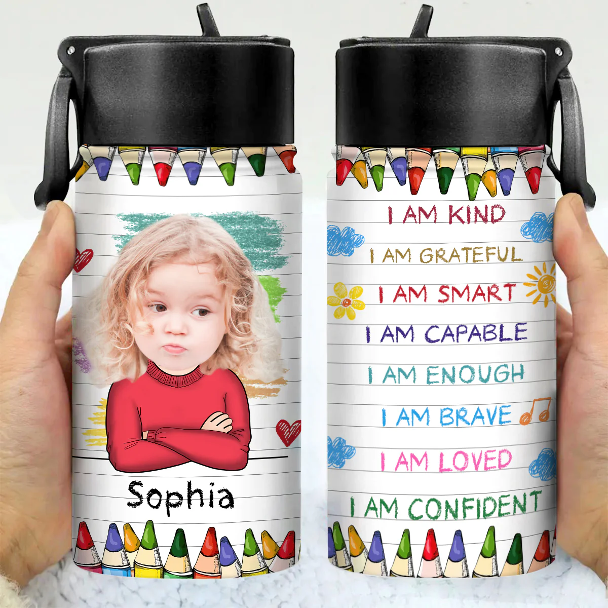 Personalized Back To School I Am Kind Kids Water Bottle With Straw TH10 894187 - Image 3