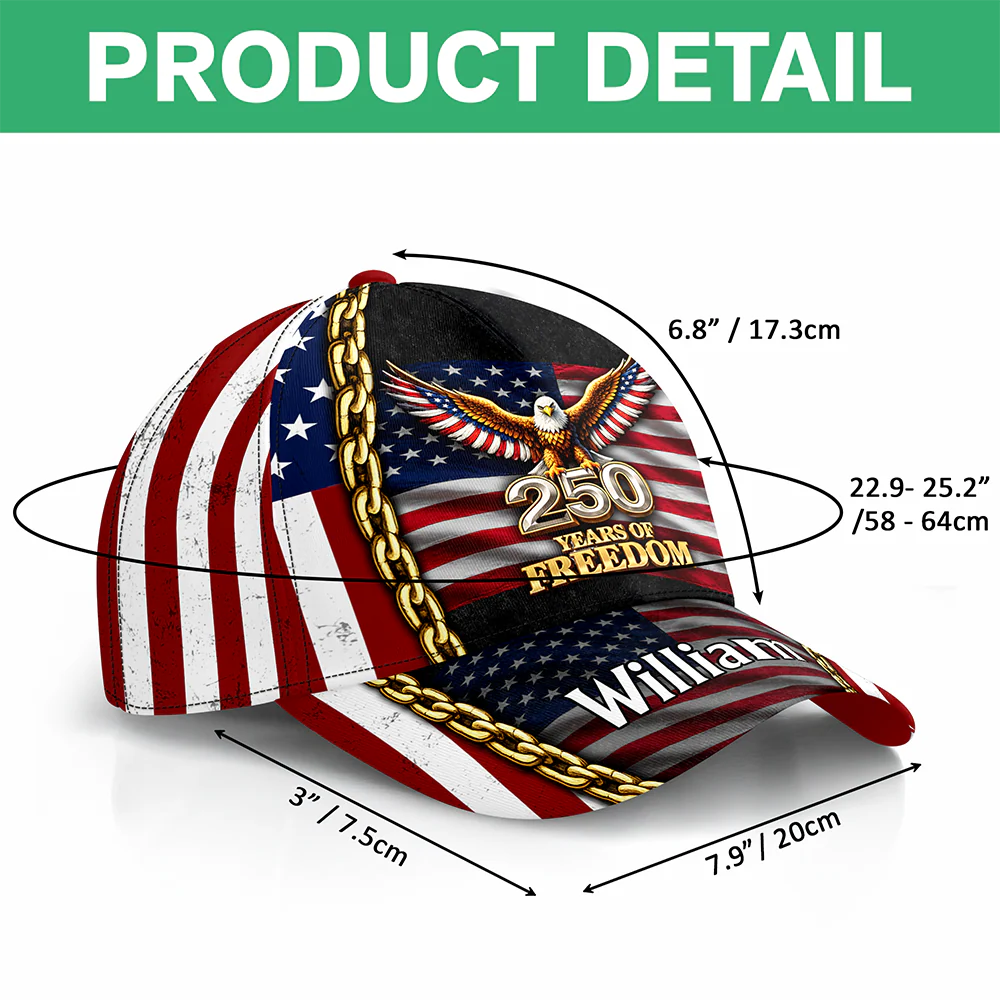 Personalized Bald Eagle USA Flag 250th Anniversary Classic Cap CH07 911280 - Image 7