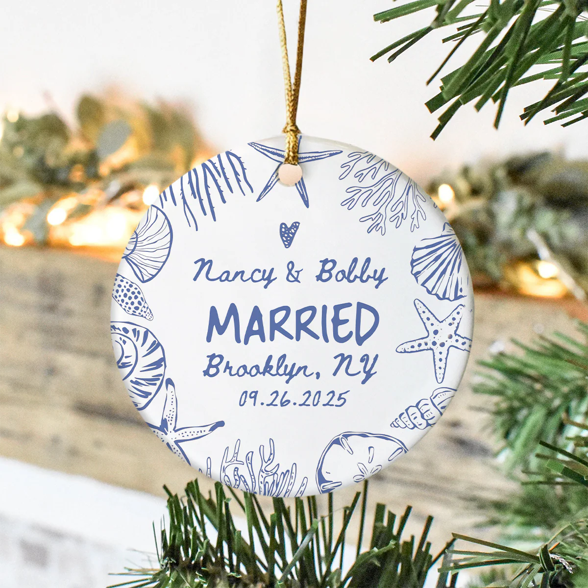 Personalized Beach Engaged Ceramic Ornament Gift For Newly Engaged LM32 895517 - Image 4
