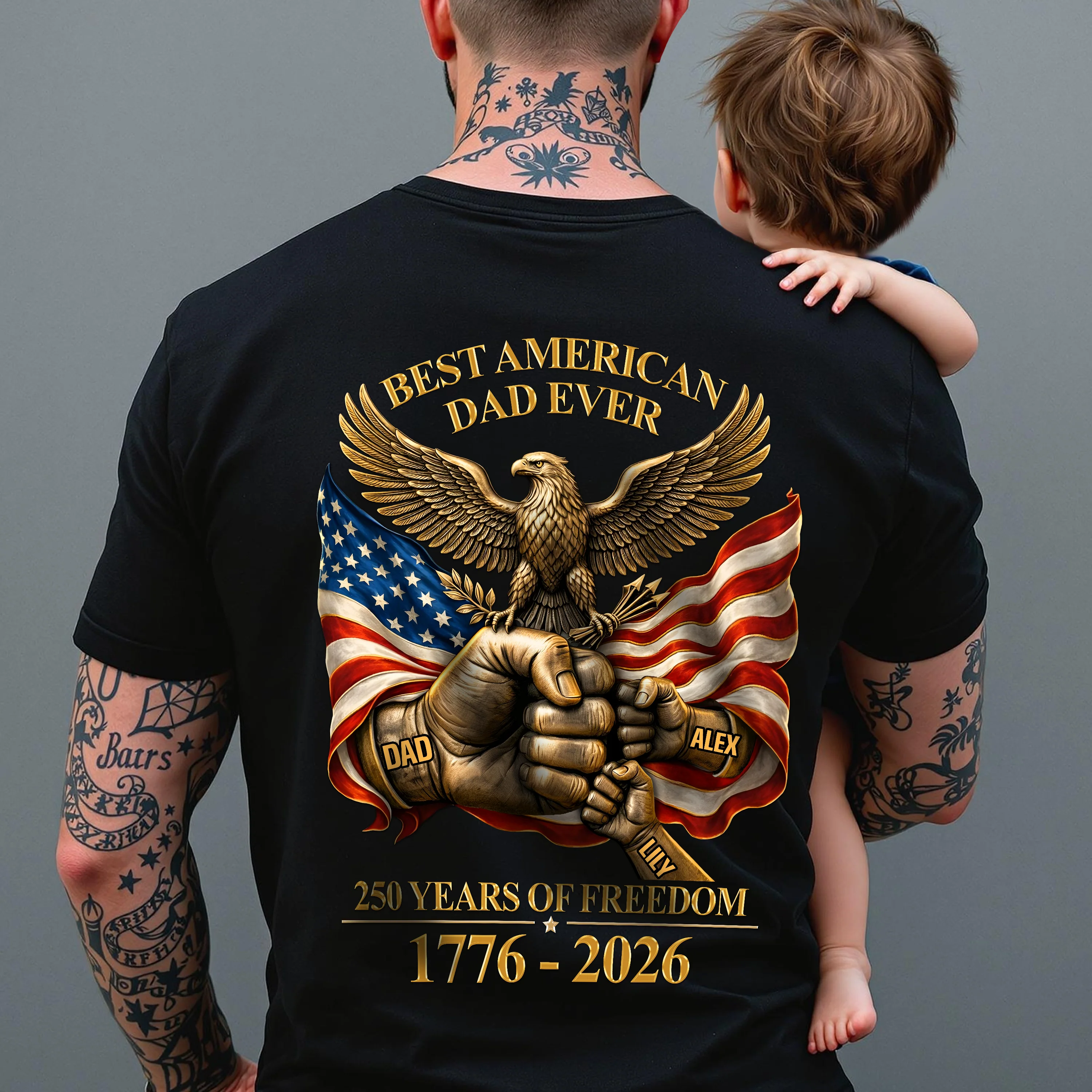 Personalized Best American Dad Ever 250 Years Of Freedom Back Shirt CH07 911000 - Image 2