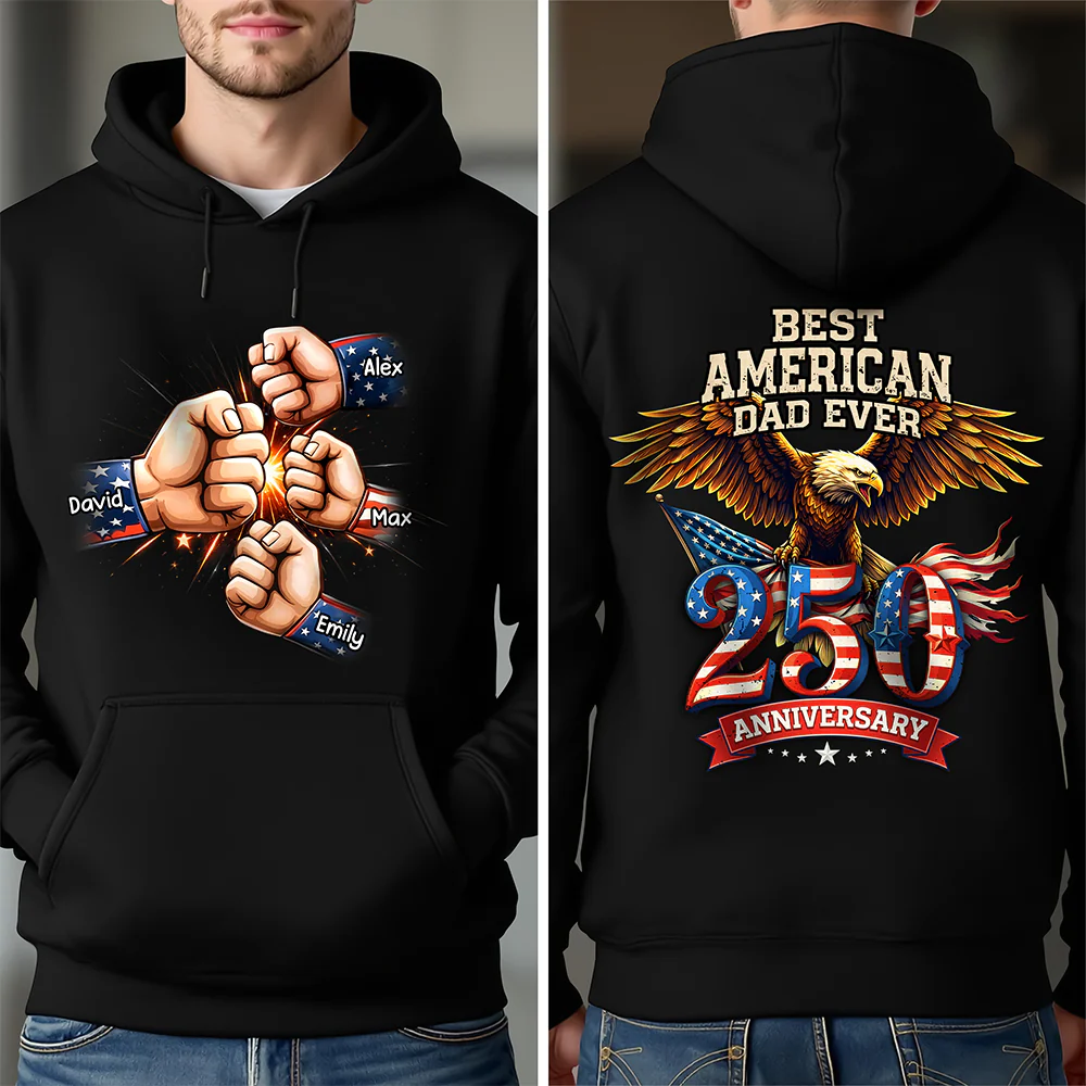 Personalized Best American Dad Ever Back & Front Dark Shirt CH07 911134 - Image 4