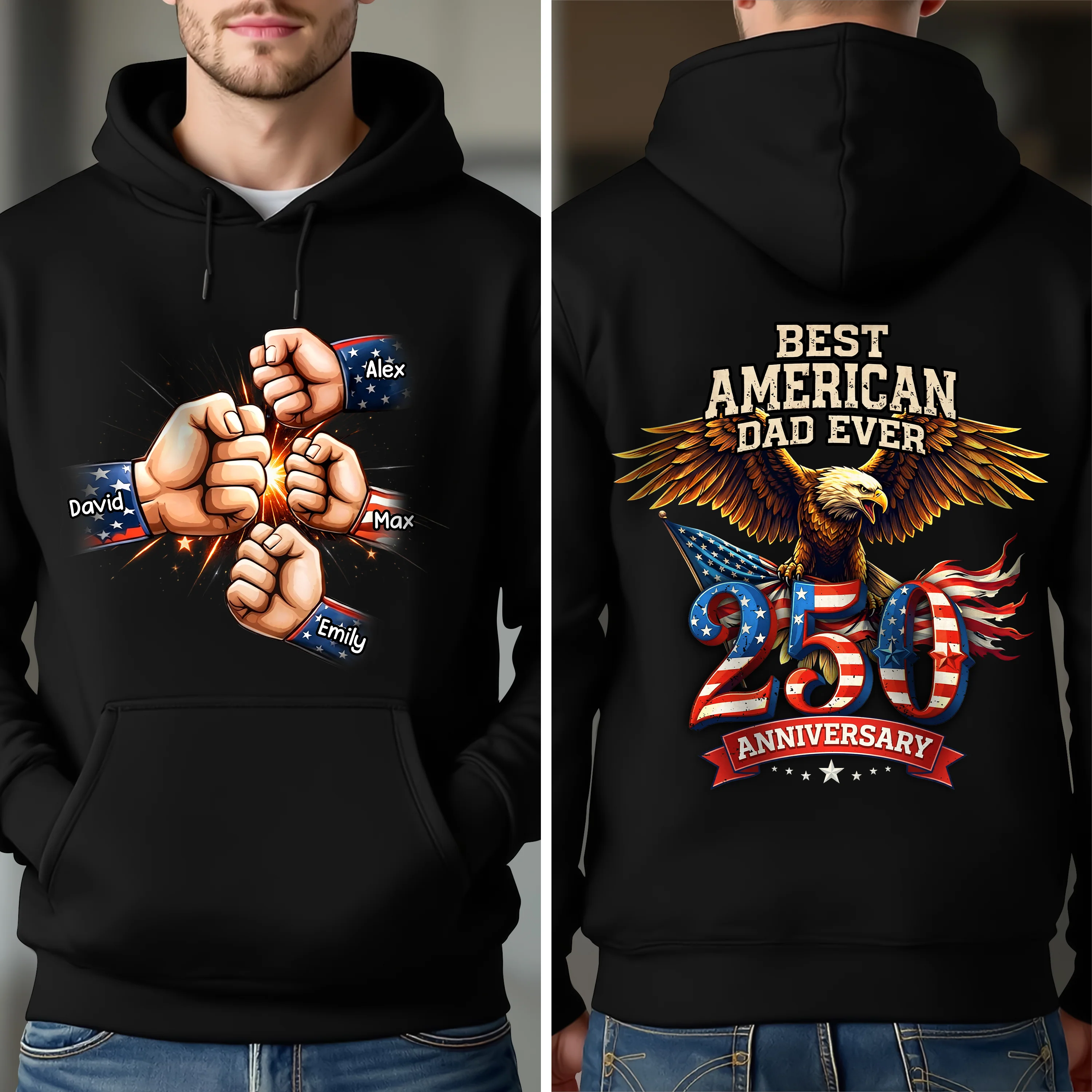 Personalized Best American Dad Ever Back & Front Dark Shirt CH07 911134 - Image 8