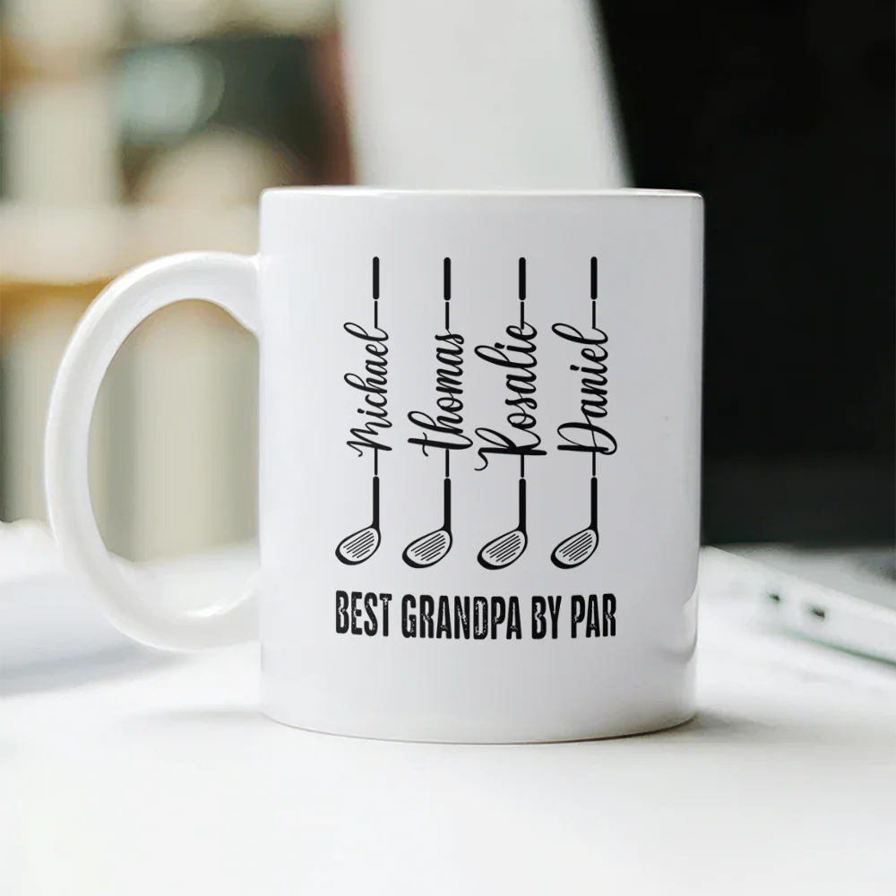 Personalized Best Dad by Par Mug – Custom Golf Gift for Dad with Kids Names, Father’s Day Gift HA75 921266 - Image 3