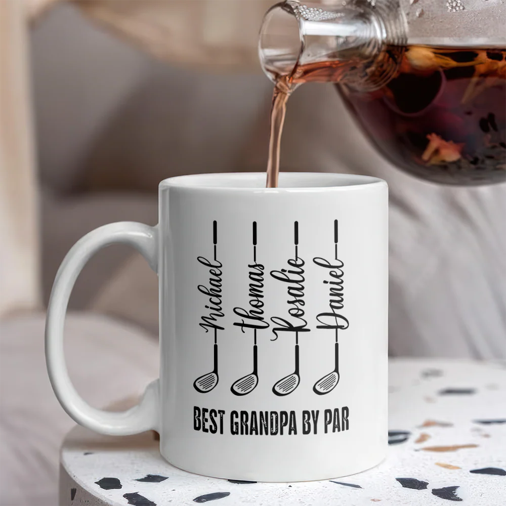 Personalized Best Dad by Par Mug – Custom Golf Gift for Dad with Kids Names, Father’s Day Gift HA75 921266 - Image 4