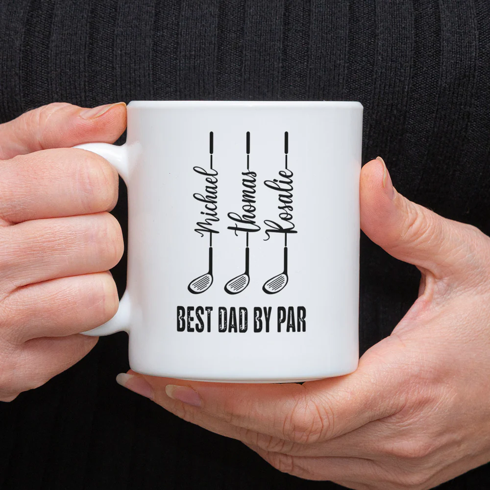 Personalized Best Dad by Par Mug – Custom Golf Gift for Dad with Kids Names, Father’s Day Gift HA75 921266 - Image 5