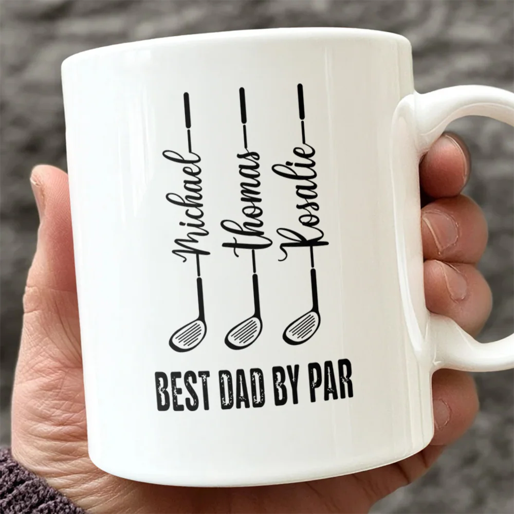 Personalized Best Dad by Par Mug – Custom Golf Gift for Dad with Kids Names, Father’s Day Gift HA75 921266 - Image 6