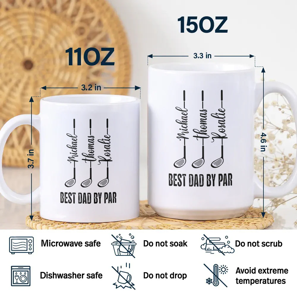 Personalized Best Dad by Par Mug – Custom Golf Gift for Dad with Kids Names, Father’s Day Gift HA75 921266 - Image 7