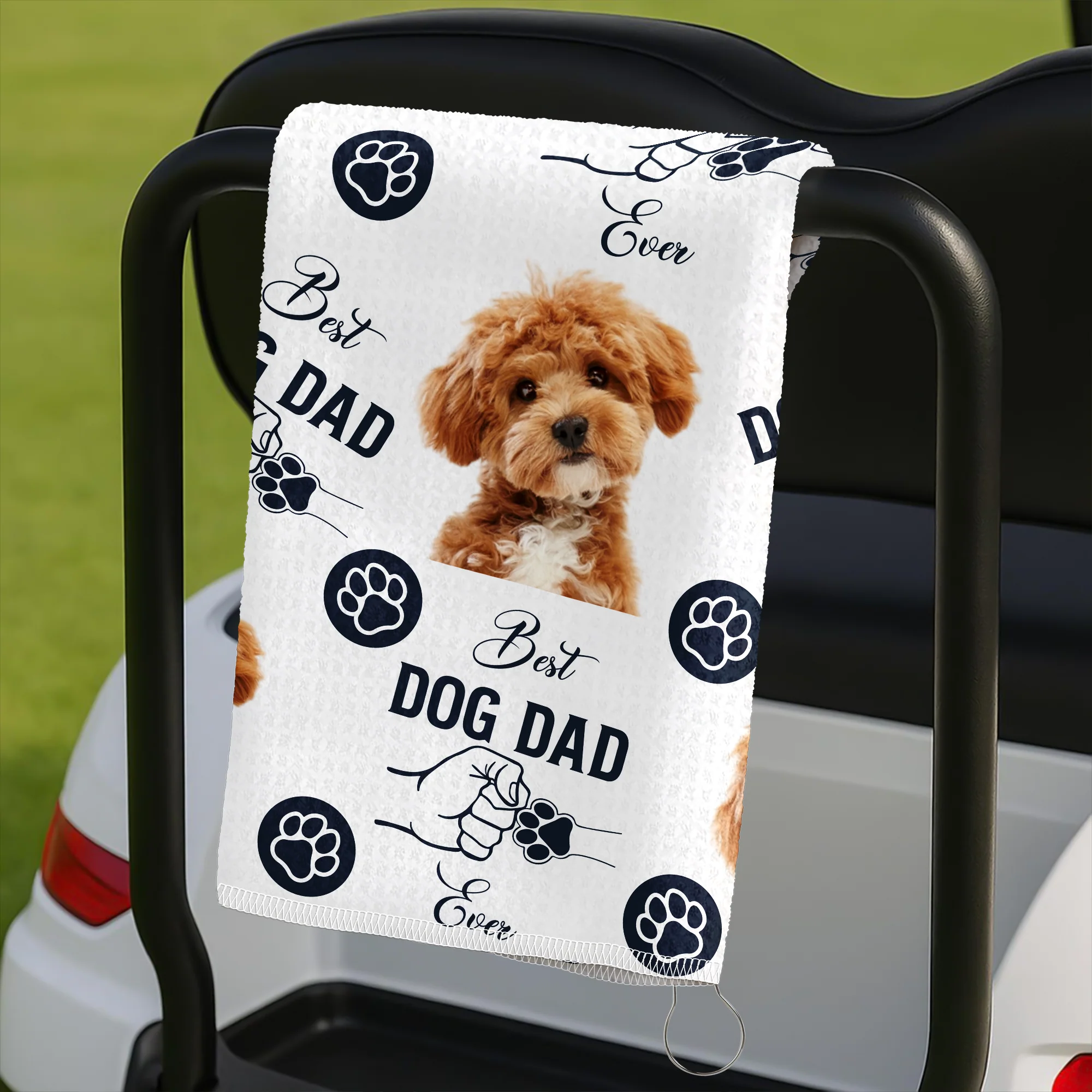 Custom Photo Best Dog Dad/Dog Mom Ever Golf Towel HO82 894262 - Image 3