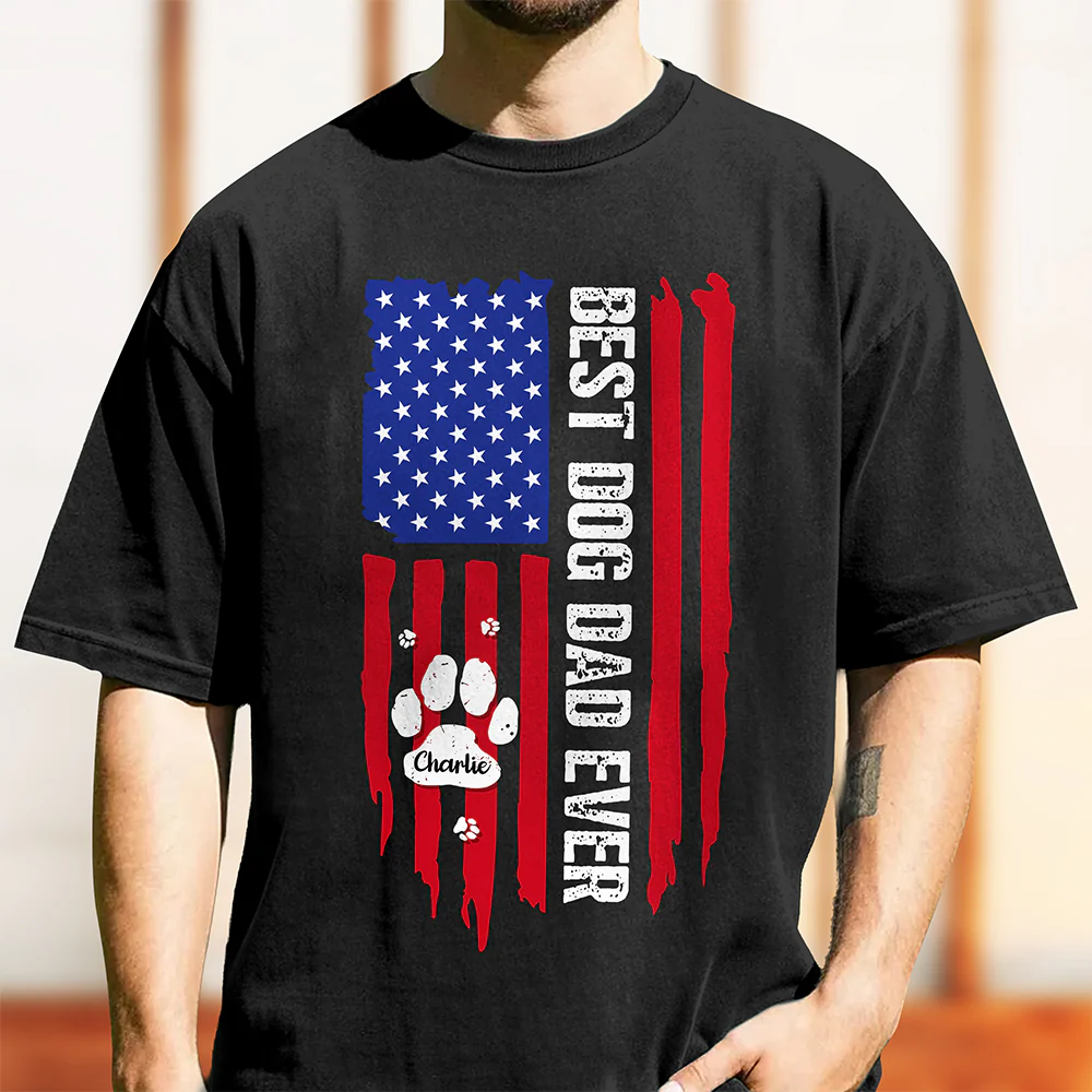 Personalized Best Dog Dad Ever Paw American Flag Comfort Shirt CH07 911526 - Image 3