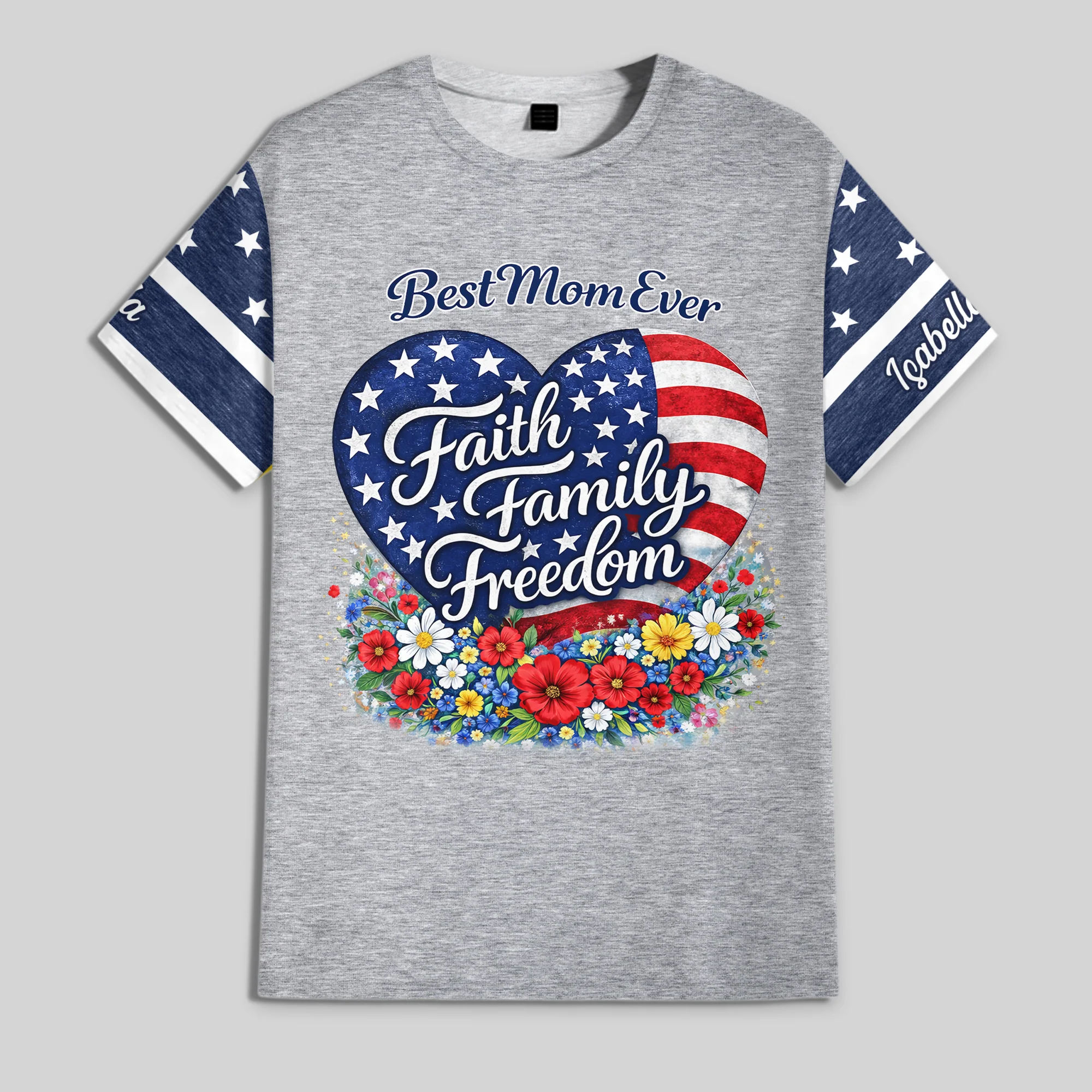 Personalized Best Mom Ever Faith Family Freedom AOP Shirt HO82 902130 - Image 6