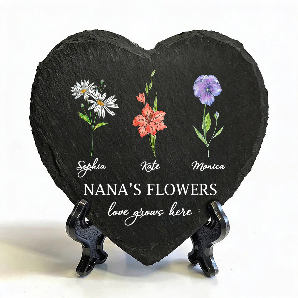 Personalized Birth Mother's Garden Love Grows Here Heart Shaped Stone LM32 899261