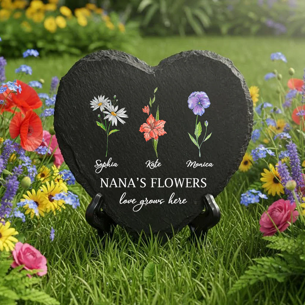 Personalized Birth Mother's Garden Love Grows Here Heart Shaped Stone LM32 899261 - Image 2