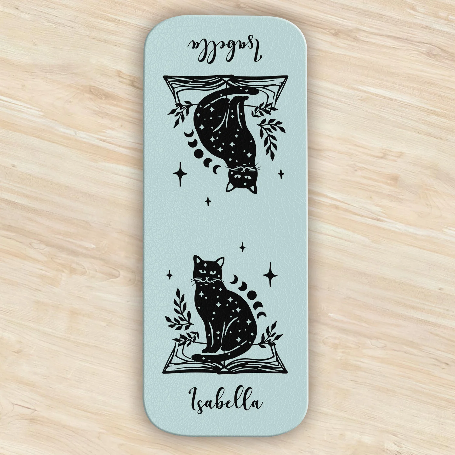 Personalized Bookish Floral Magic Cat Magnetic Leather Bookmark CH07 899536 - Image 2