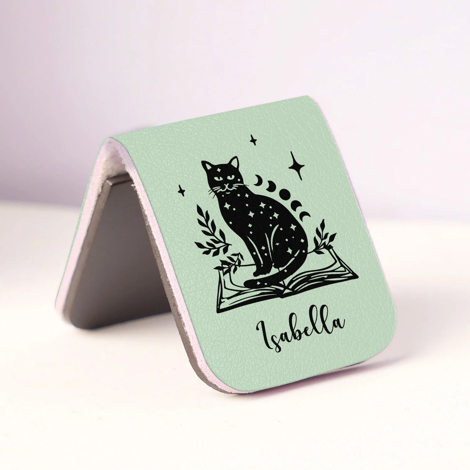 Personalized Bookish Floral Magic Cat Magnetic Leather Bookmark CH07 899536 - Image 6