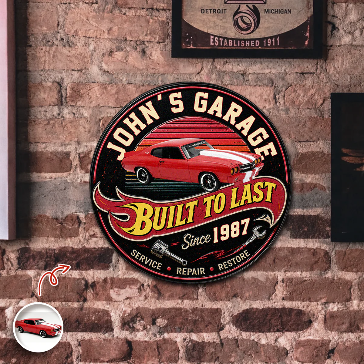 Personalized Built To Last Since Year Car Garage Metal Sign CH07 911792 - Image 2