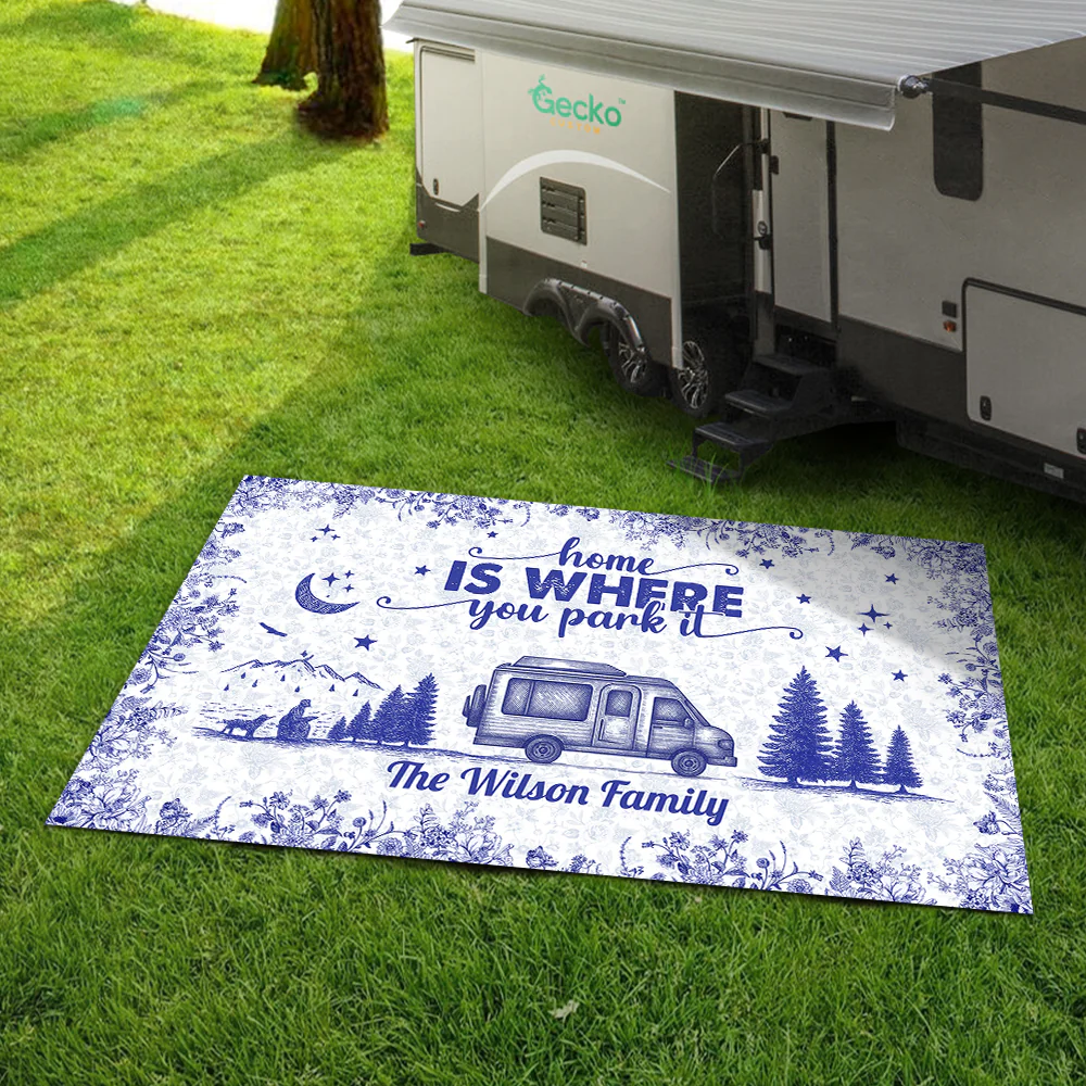 Personalized Camping Patio Rug Toile De Jouy Style For Happy Campers HA75 892656 - Image 5