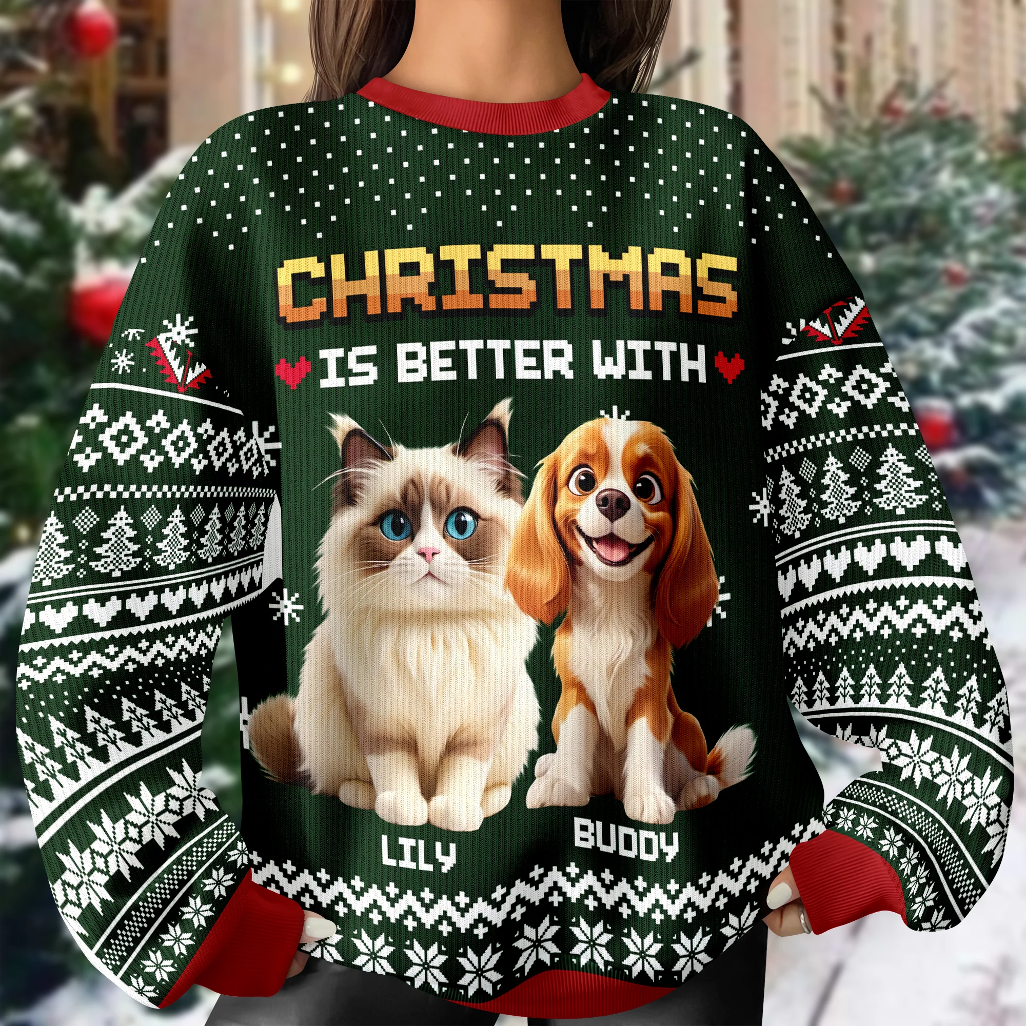 Personalized Christmas Better With Dog Cat Ugly Sweater CH07 899900 - Image 3