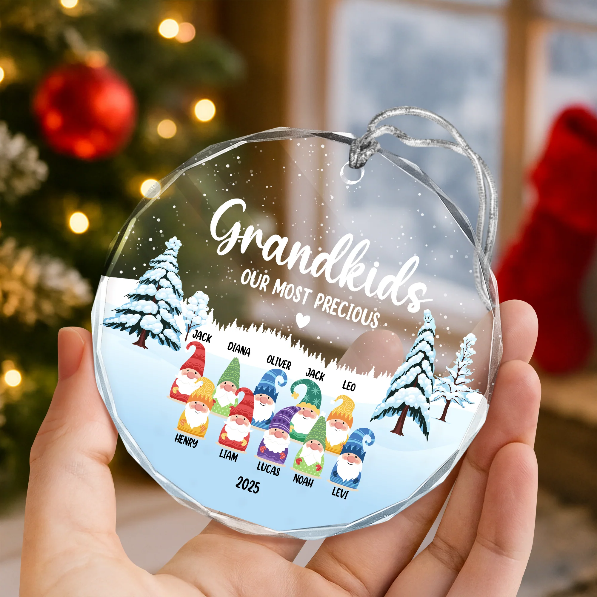 Personalized Christmas Gnome Glass Ornament For Grandkids TH10 894967 - Image 6