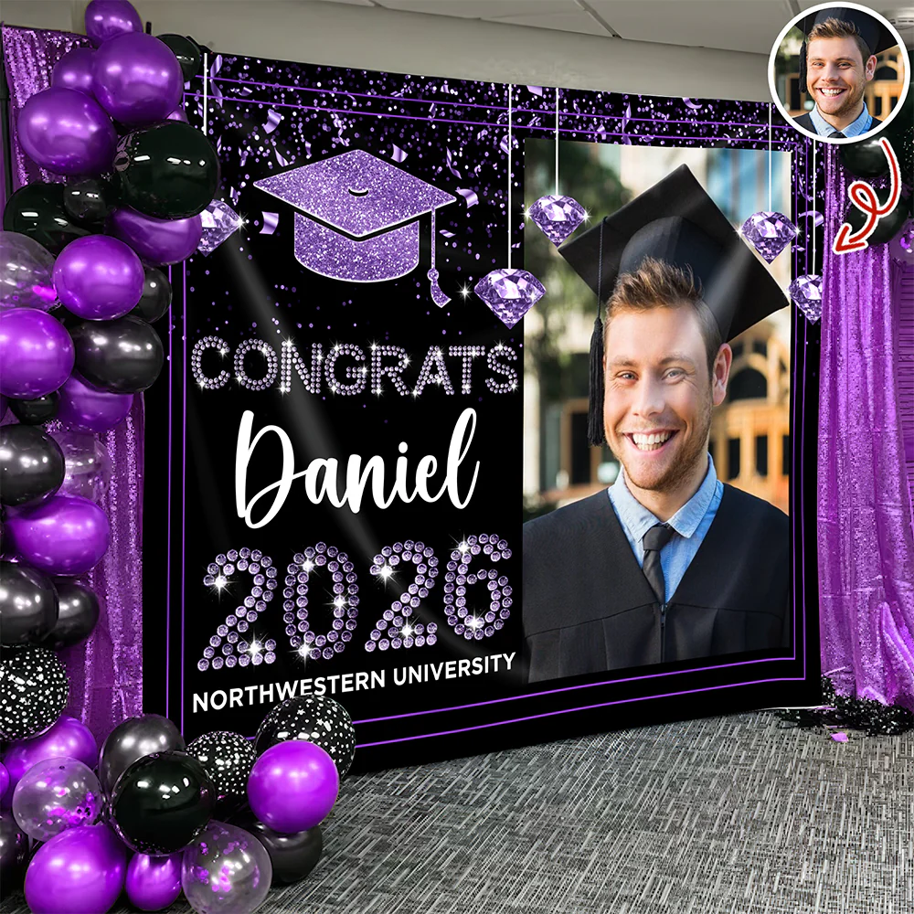 Personalized Congrats Class Of 2026 Backdrop Graduation Party Decor CH07 910824 - Image 3