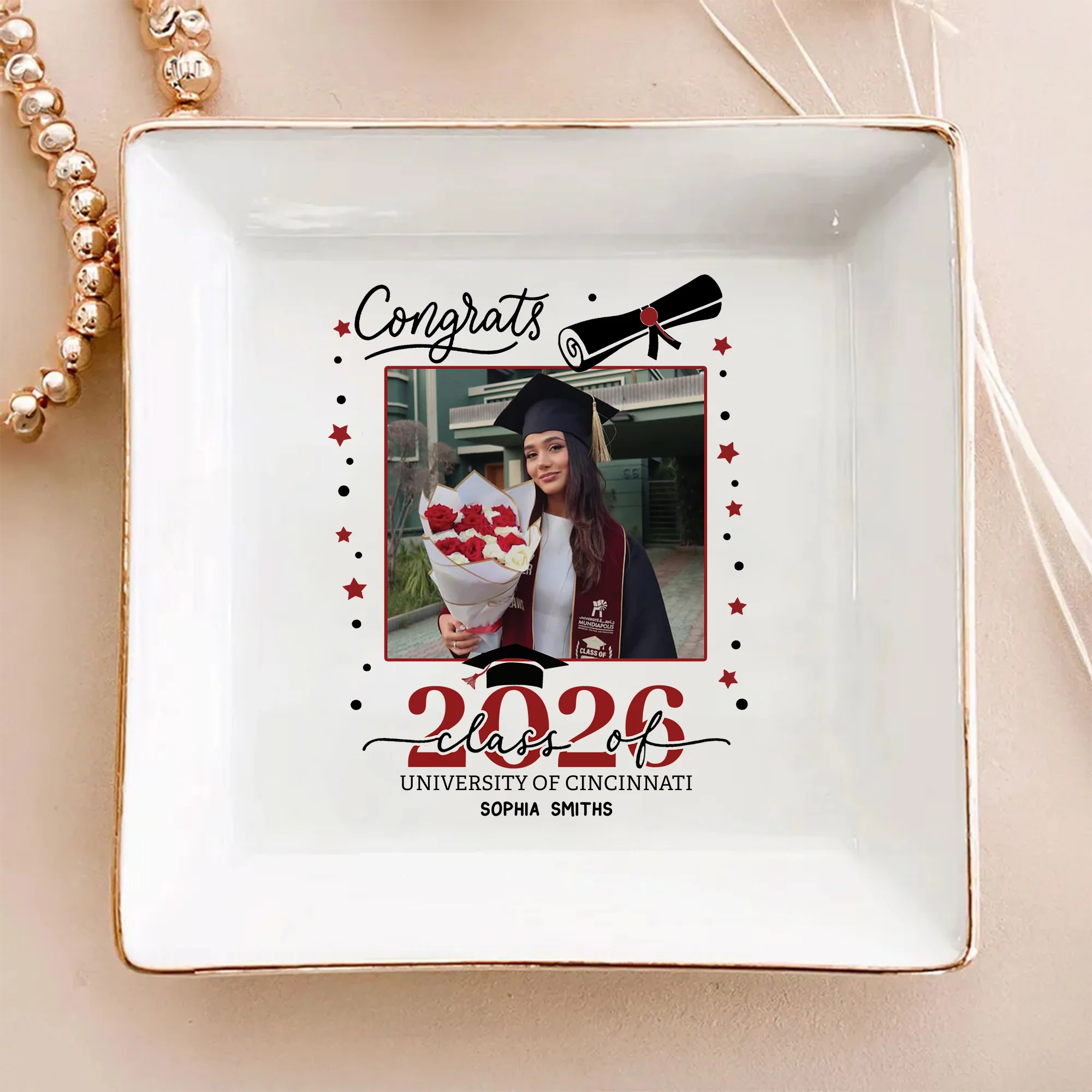 Personalized Congrats Class Of 2026 Graduation Photo Jewelry Dish HO82 901648 - Image 2