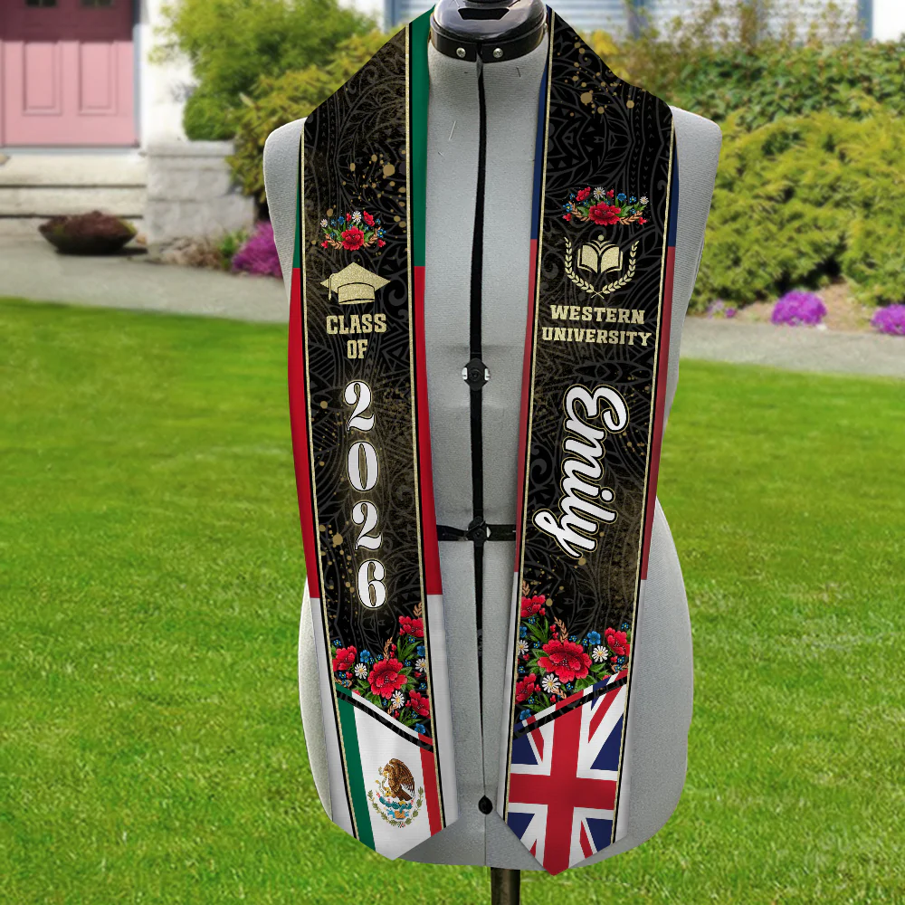 Personalized Country Flag Graduation Stole Sash – Class of 2026 Custom Graduation Gift HA75 898894 - Image 2