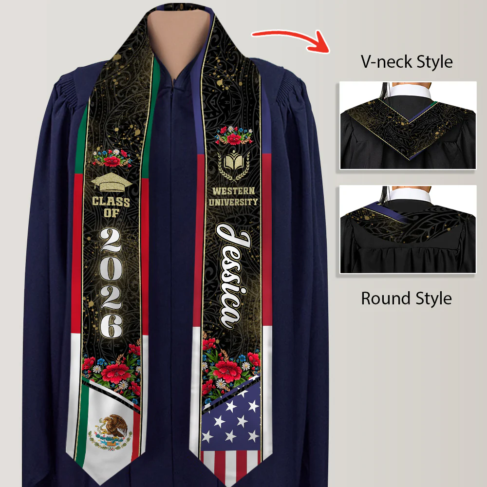 Personalized Country Flag Graduation Stole Sash – Class of 2026 Custom Graduation Gift HA75 898894 - Image 3