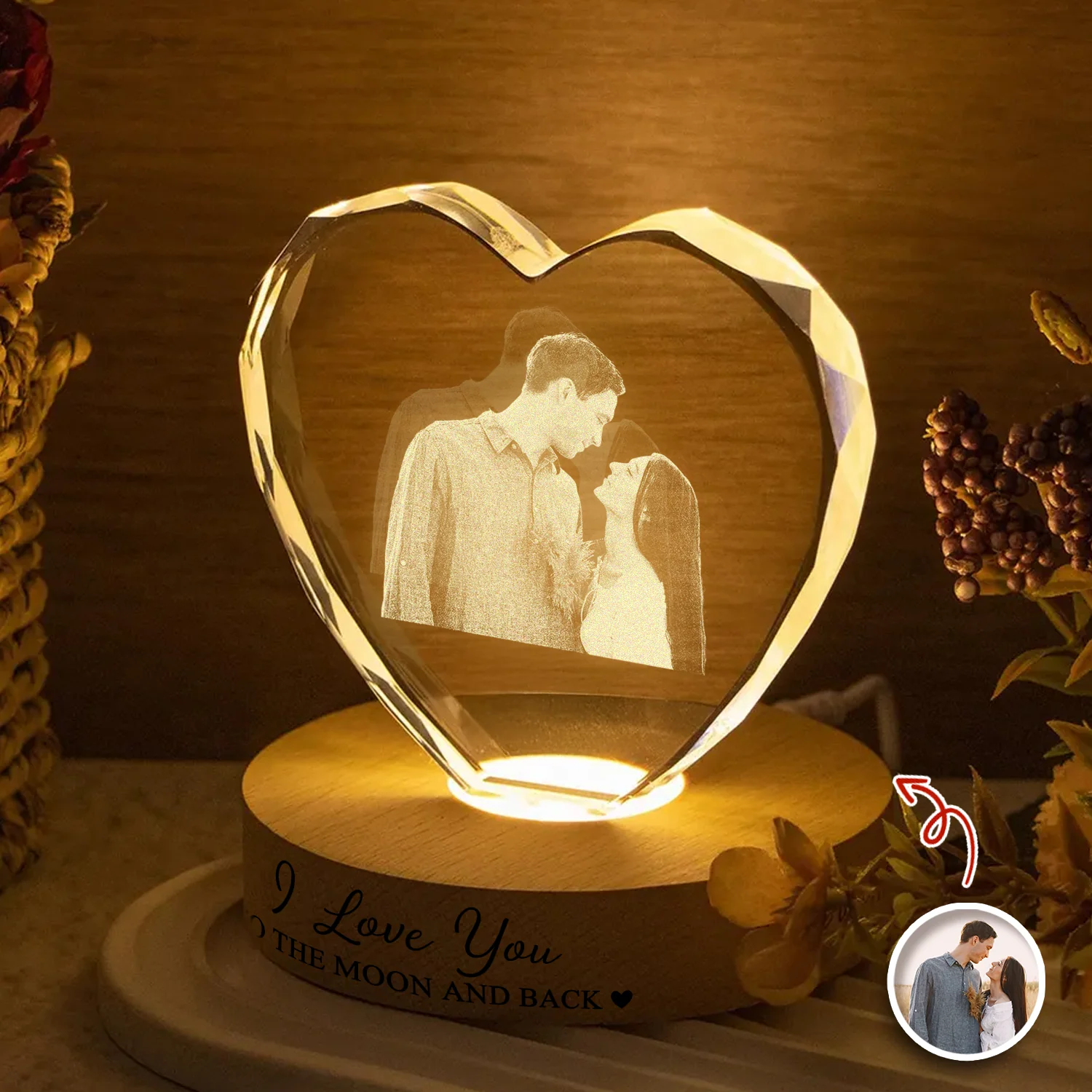 Personalized Couple Photo Engraved Crystal Photo With Light CH07 899782 - Image 6