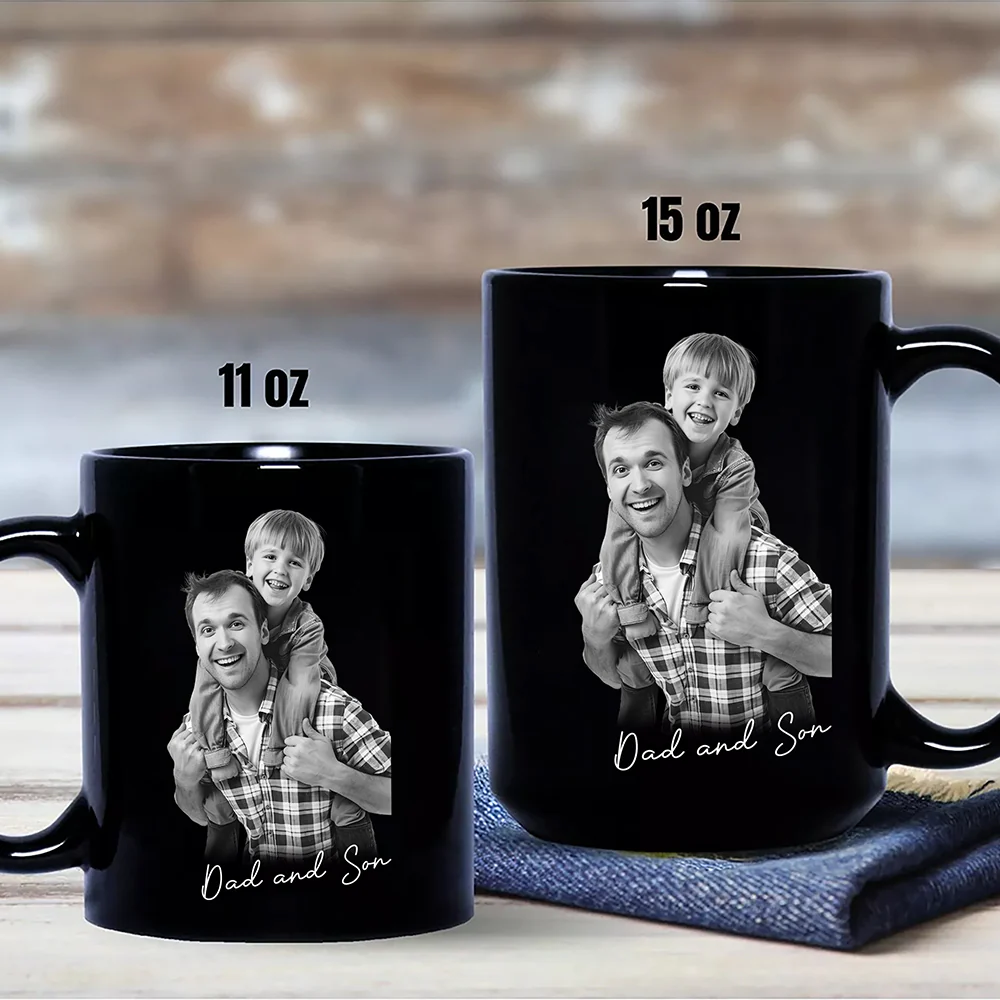 Personalized Dad and Kid Photo Black Mug Gift For Father's Day CH07 911356 - Image 3