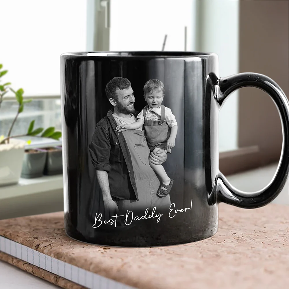 Personalized Dad and Kid Photo Black Mug Gift For Father's Day CH07 911356 - Image 6