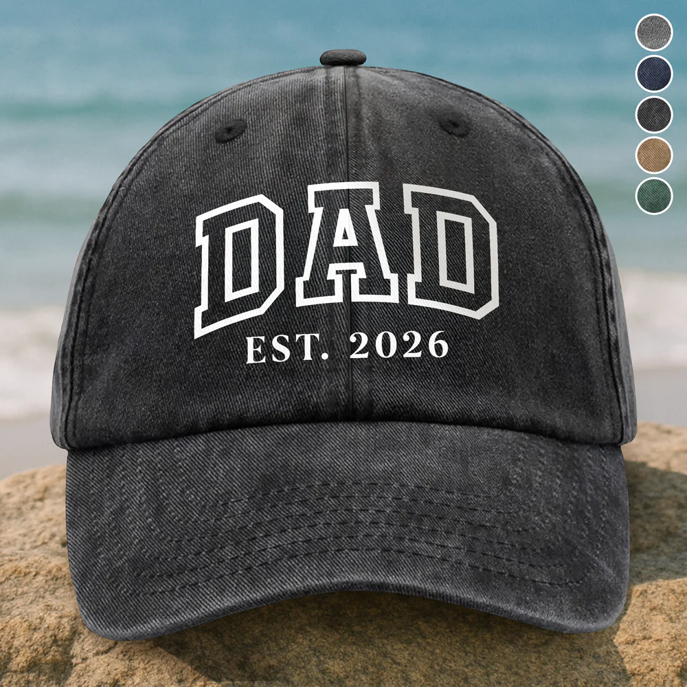 Personalized Dad Mom Washed Denim Baseball Cap TH10 898759 - Image 3
