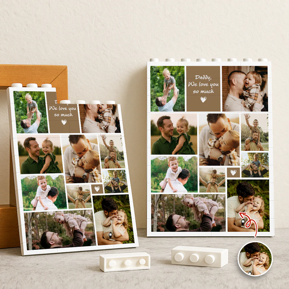 Personalized Daddy We Love You Photo Collage Building Brick Puzzle Gift CH07 911542 - Image 3