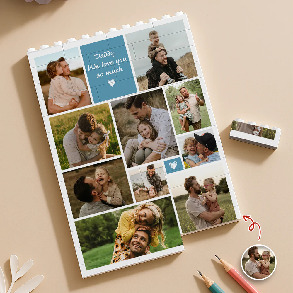 Personalized Daddy We Love You Photo Collage Building Brick Puzzle Gift CH07 911542 - Image 4