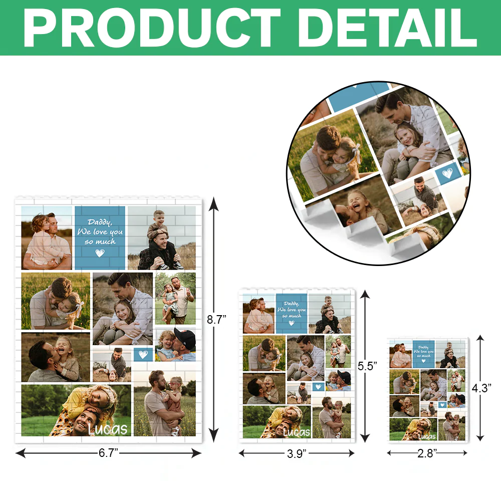 Personalized Daddy We Love You Photo Collage Building Brick Puzzle Gift CH07 911542 - Image 7