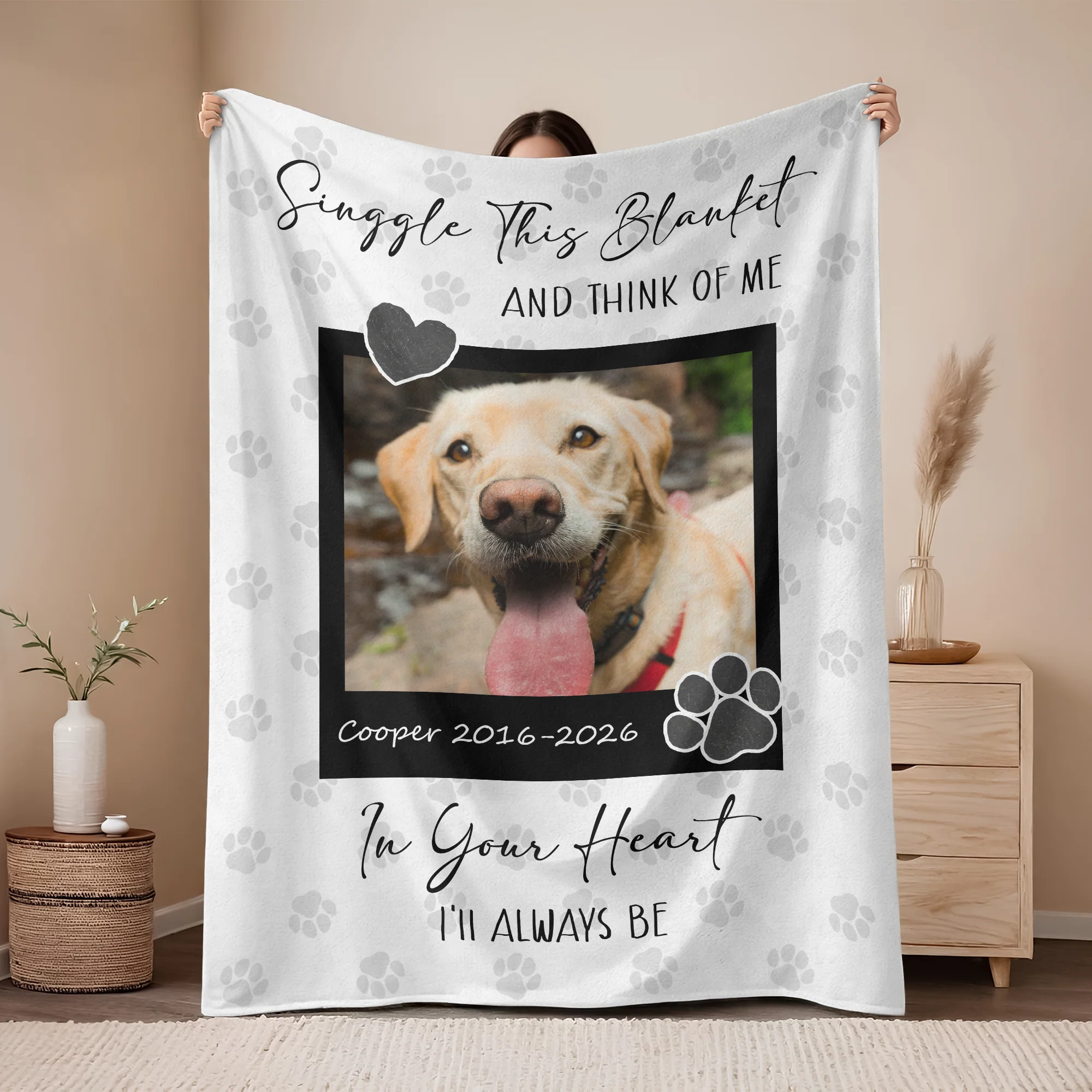 Personalized Dog Memorial Photo Blanket Gift, Pet Loss Keepsake Remembrance Gift For Dog Mom Dad Bereavement Gift HO82 903068