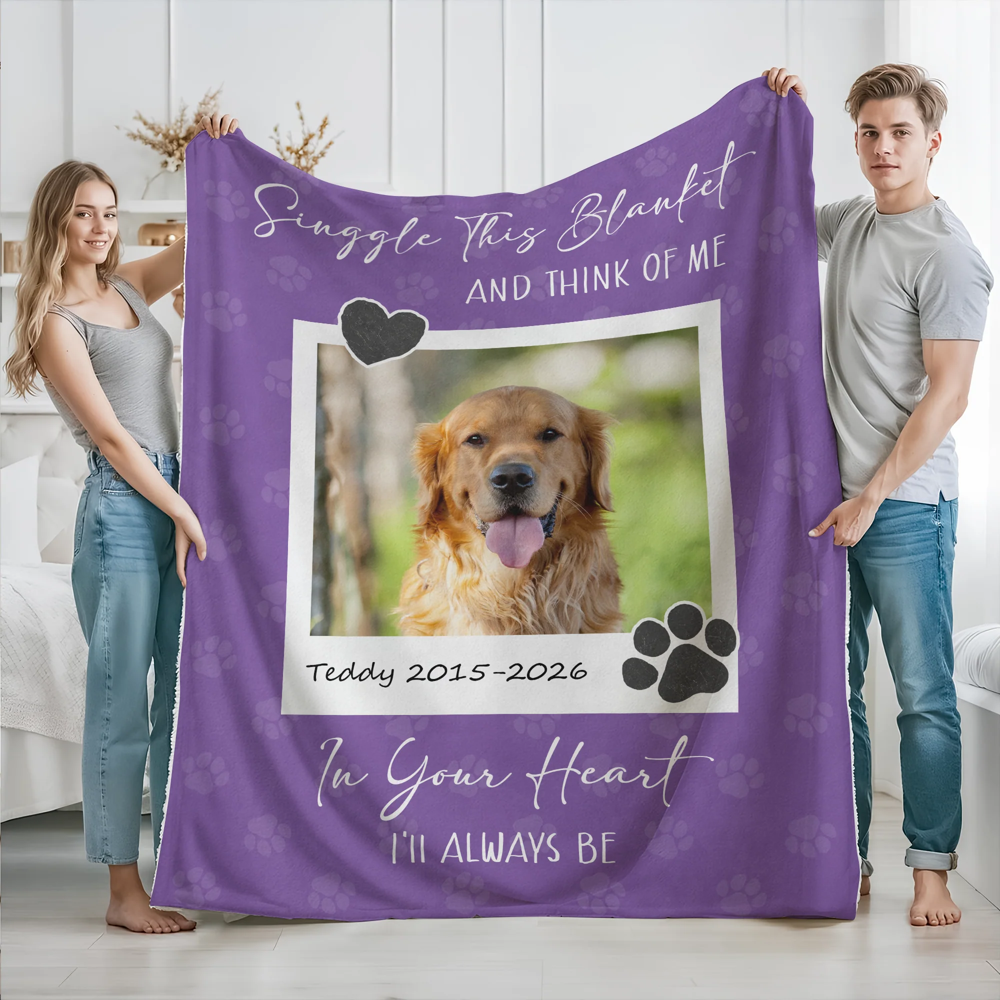 Personalized Dog Memorial Photo Blanket Gift, Pet Loss Keepsake Remembrance Gift For Dog Mom Dad Bereavement Gift HO82 903068 - Image 7