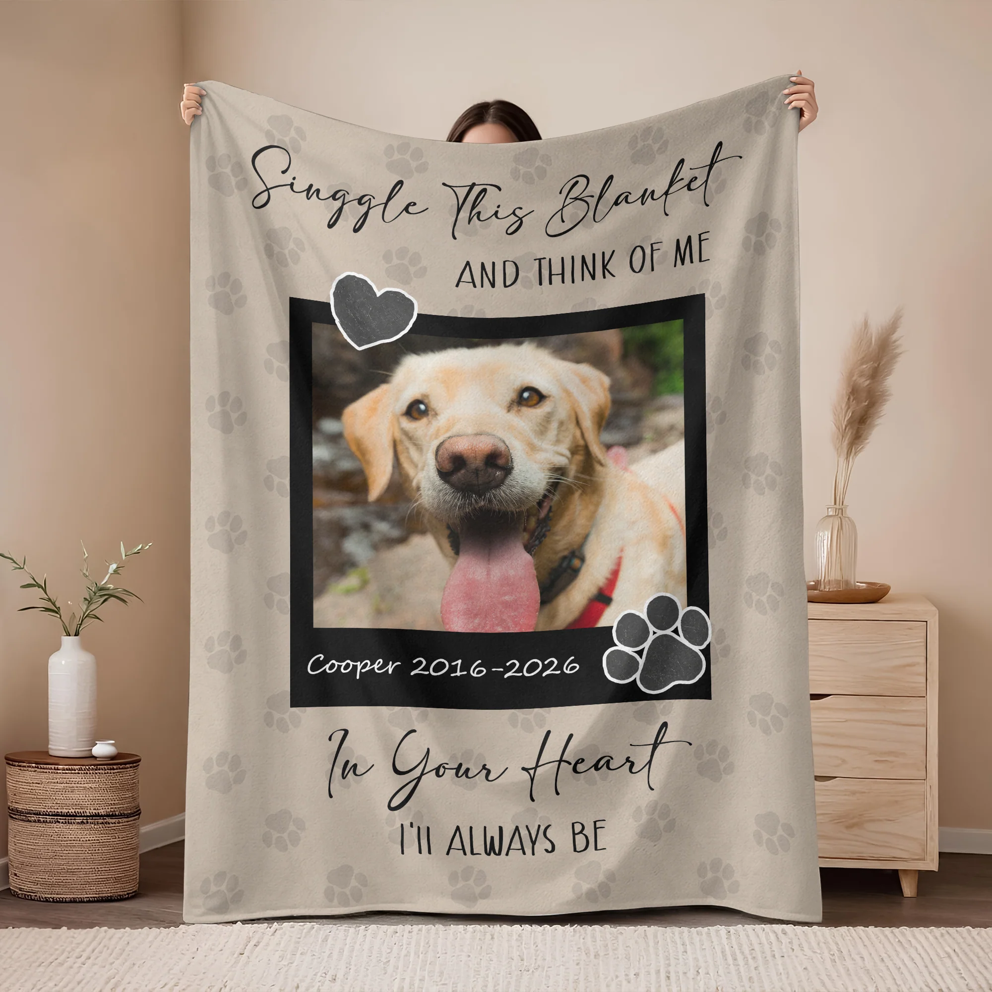 Personalized Dog Memorial Photo Blanket Gift, Pet Loss Keepsake Remembrance Gift For Dog Mom Dad Bereavement Gift HO82 903068 - Image 9